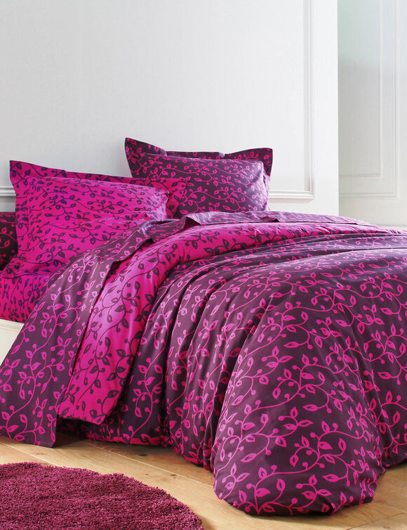 Bedlinnen Héritage in katoen met krulmotieven (fuchsia / pruim) Bedlinnen Héritage in katoen met krulmotieven (fuchsia / pruim)